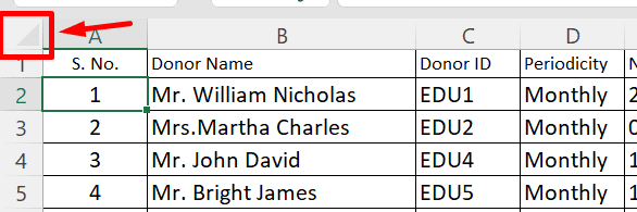 Select all buttons in the worksheet Select all buttons in the worksheet