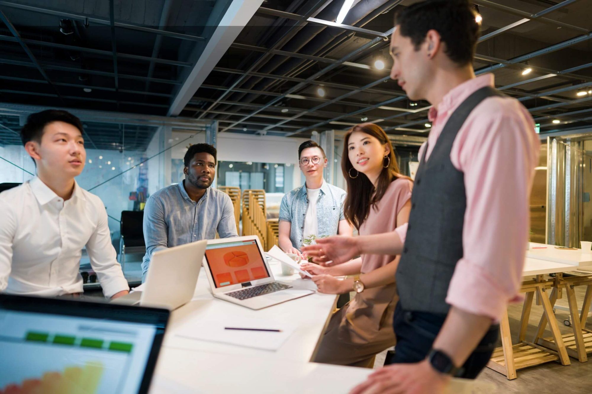 Business team in a project planning and leadership meeting Leadership team discussing project planning and delivery